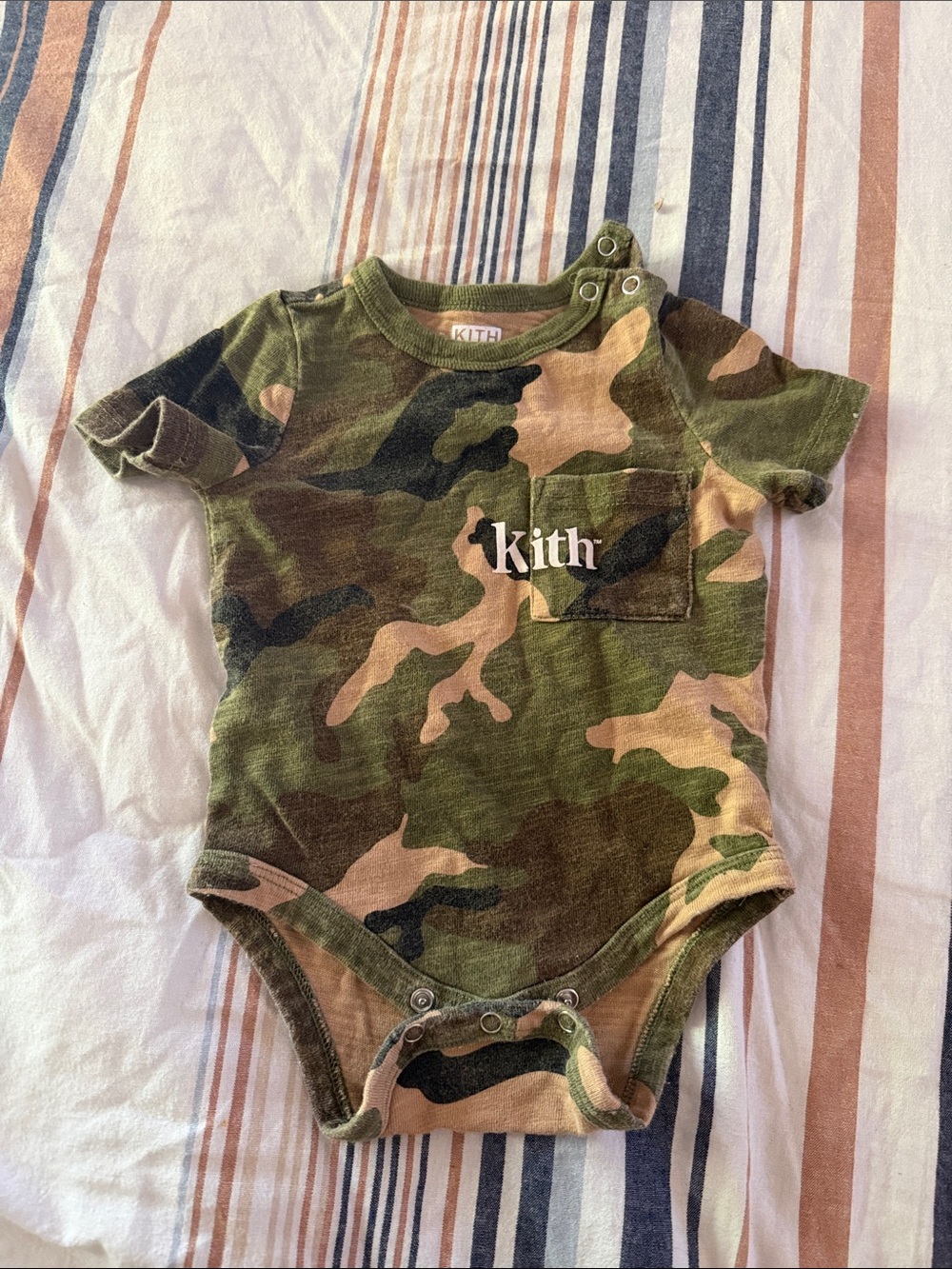 Kith Camo Green Brown Short Sleeve One-Piece Bodysuit